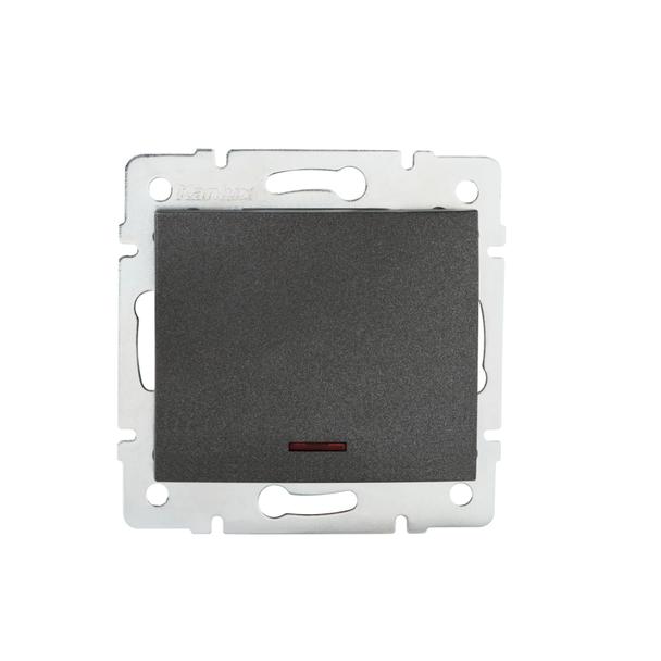 LOGI Łącznik jednobiegunowy z LED śrubowy 10AX 250V grafit 021110141 25256 KANLUX