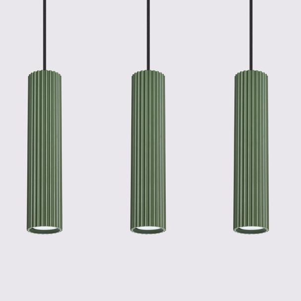 Sollux Lampa wisząca KARBON 3L zielona oliwka SL.1613