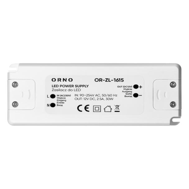 Zasilacz LED 12V DC 30W 2,5A IP20 OR-ZL-1615 ORNO