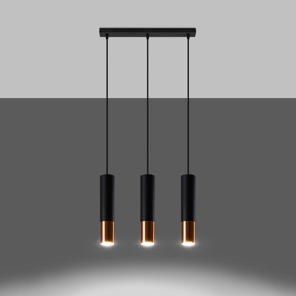 Sollux Lampa wisząca LOOPEZ 3L czarny/miedź