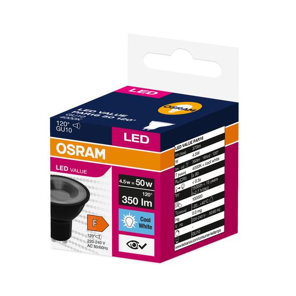 Lampa LED VALUE PAR16 50 120 54,5W/840 230V GU10 BK