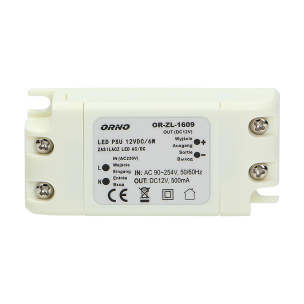 Zasilacz LED 12V DC 6W 0,5A IP20 OR-ZL-1609 ORNO