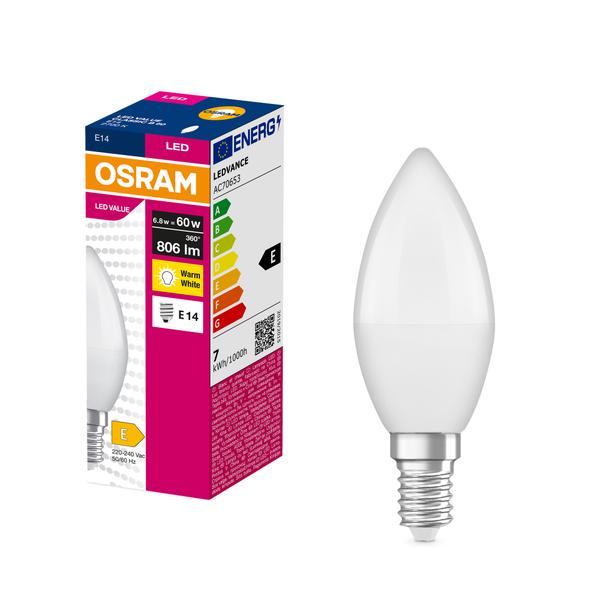 Lampa LED VALUE Classic B60 non-dim plastik 7W 827 E14