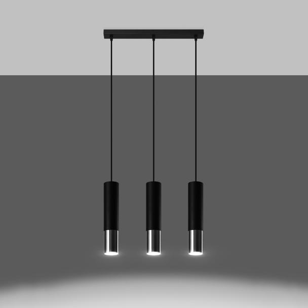 Sollux Lampa wisząca LOOPEZ 3L czarny/chrom