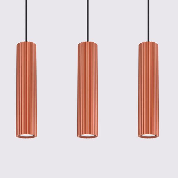 Sollux Lampa wisząca KARBON 3L ochra czerwona SL.1632