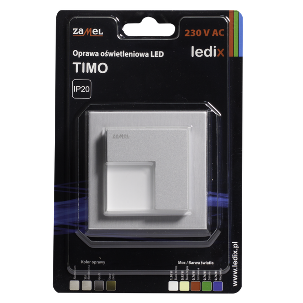 OPRAWA LED TIMO PT 230V AC ALU BIAŁA CIEPŁA TYP: 07-221-12 LED10722112 LED10722112-WPL ZAMEL