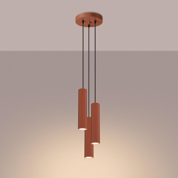 Sollux Lampa wisząca KARBON 3P ochra czerwona SL.1633