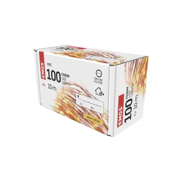 Lampki choinkowe łezki 100 LED 10m ciepła biel timer IP44 miedziany przewód D3AW02 EMOS