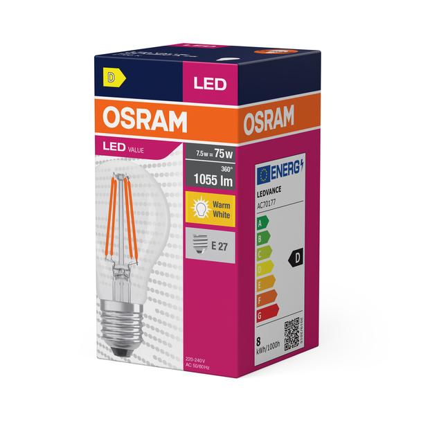 Lampa LED VALUE Classic A75 non-dim Filament 8W 827 E27