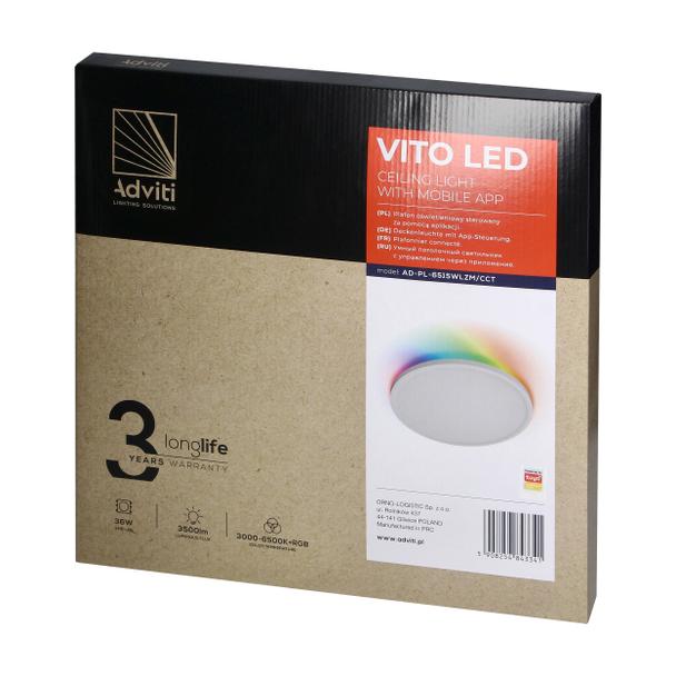 Plafon okrągły z taśmą RGB sterowany aplikacją LED 36W zmienna barwa ADVITI AD-PL-6515WLZM/CCT ORNO