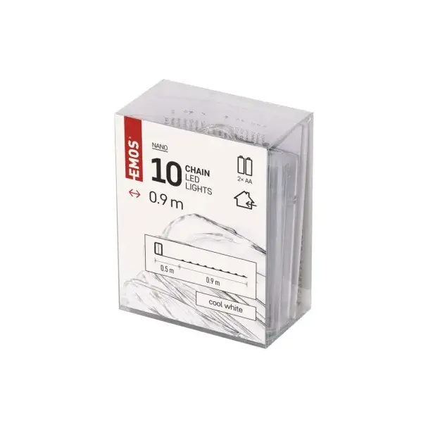 Lampki świąteczne łezki 10 LED 0,9m zimna biel IP20 timer D3AC06 EMOS