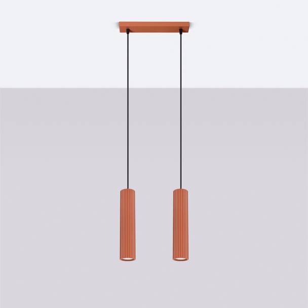 Sollux Lampa wisząca KARBON 2 ochra czerwona SL.1631