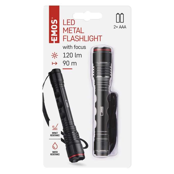 Latarka metalowa LED 120 lm 2× AAA z zoomem P3113 EMOS