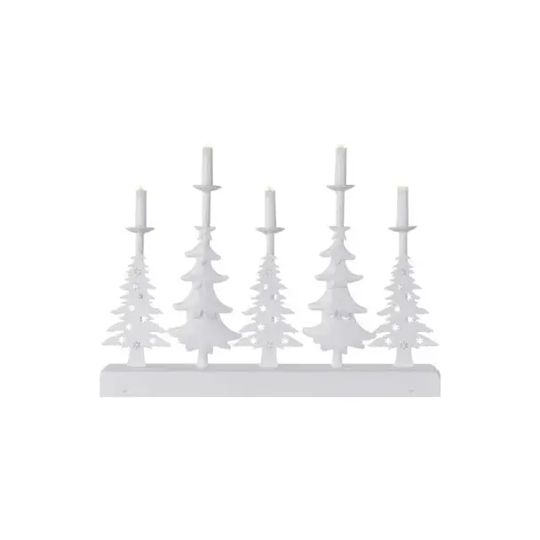 Lampki świąteczne świecznik biały 5 LED 24 cm 2x AA ciepła biel IP20 timer DCAW14 EMOS