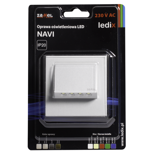 OPRAWA LED NAVI PT 230V AC ALU BIAŁA CIEPŁA TYP: 11-221-12 LED11122112 LED11122112-WPL ZAMEL