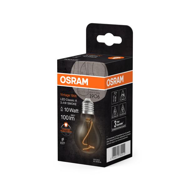 Lampa LED Vintage 1906 LED CL A Filament szkło przezroczyste SMOKE non-dim 3,4W/818 E27