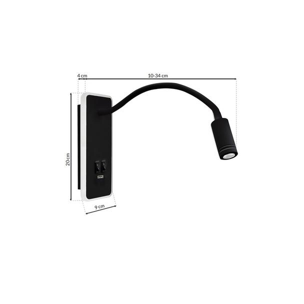 kinkiet LED Base (8W + 2W) 630lm 4000K czarny (elastyczne ramię) ML63500 Milagro