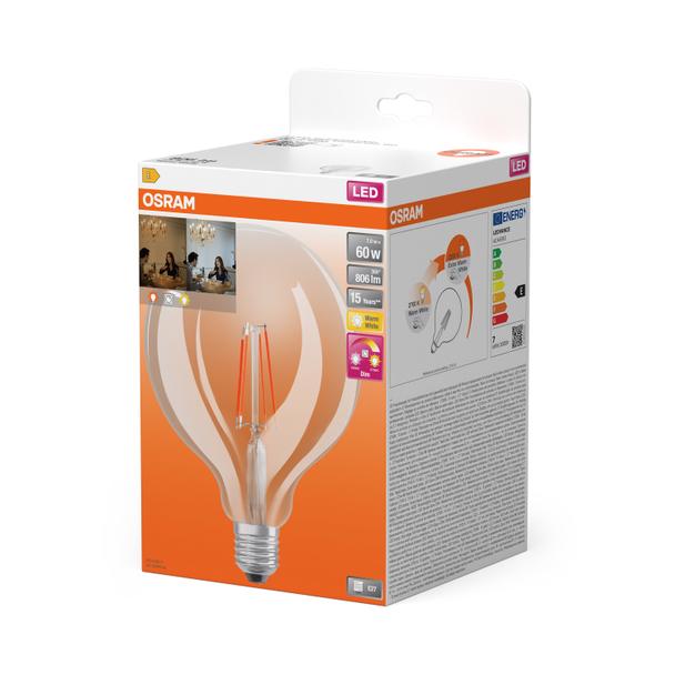 Lampa LED STAR+ GLOWdim GLOBE125 CL 60 FILAMENT 6,5W 827 E27