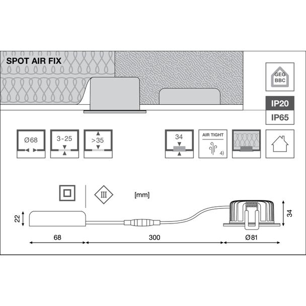 Oprawa SP AIR FIX P 6W 930 PS DIM IP65 BK