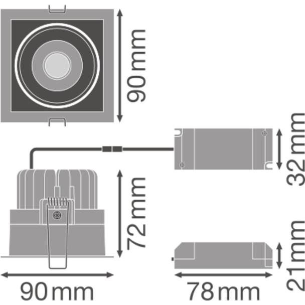 Oprawa SPOT SQUARE DARKLIGHT ADJUST 8W 3000K FL WT