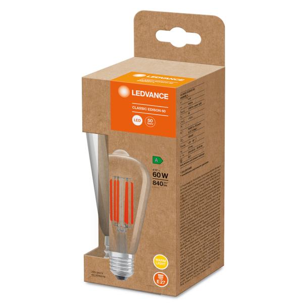 Lampa LED, klasyczny kształt bańki Edison 4W 830 230V szkło przezroczyste E27