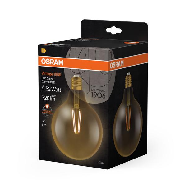 Lampa LED Vintage 1906 CL GLOBE125 Filament szkło przezroczyste GOLD 55 non-dim 6,5W 825 E27