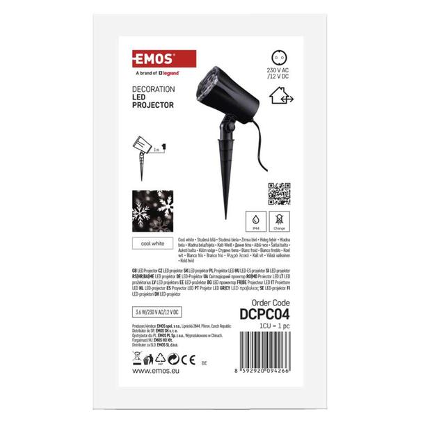 Projektor LED śnieżynki zimna biel IP44 DCPC04 EMOS