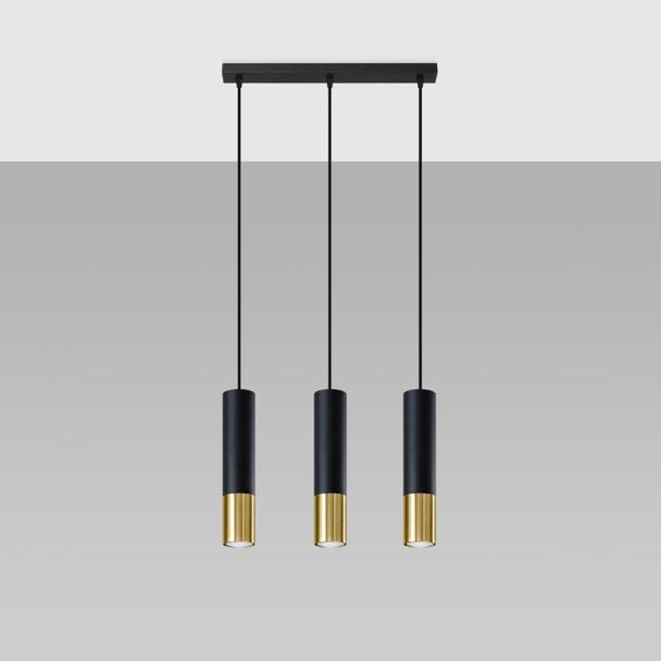 Sollux Lampa wisząca LOOPEZ 3L czarny/złoty SL.0954
