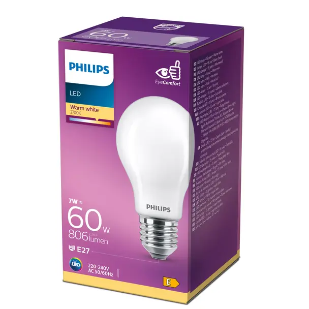 Żarówka LED classic 60W A60 E27 WW FR ND 1CT/10 produkt wycofany 9,29001E+11 PHILIPS