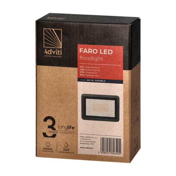 FARO LED 30W naświetlacz 2400lm, IP65, 4000K, aluminium + szkło AD-NL-6254BL4 ORNO