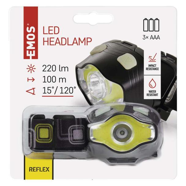Latarka czołowa LED COB 3W + LED 3W 220 lm 100m 3× AAA P3536 EMOS