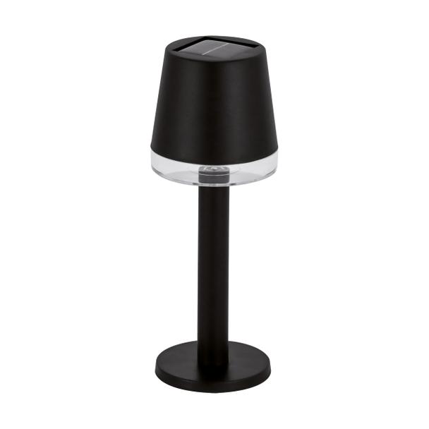 Czarna lampka solarna na taras Tulia LED 0,2W ciepłe światło 04370 IDEUS
