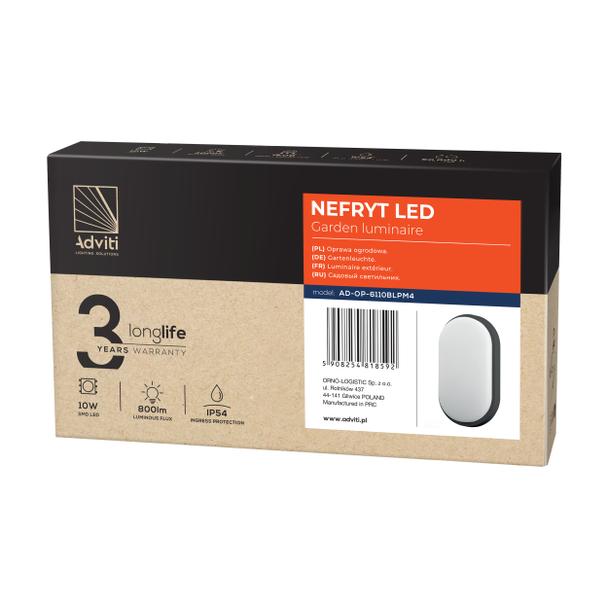 NEFRYT LED 10W, oprawa ogrodowa, 800lm, IP54, 4000K, czarna AD-OP-6110BLPM4 ORNO