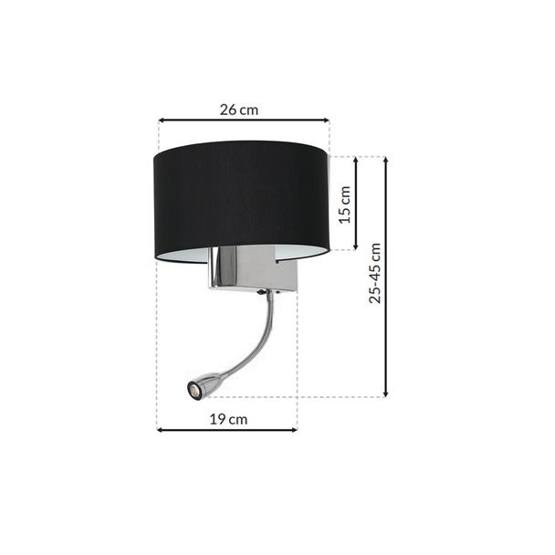 kinkiet Casino E27 + LED 1W 4000K czarny/chrom ML6378 Milagro