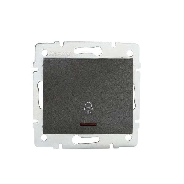 LOGI Łącznik zwierny dzwonek z LED śrubowy 10AX 250V grafit 021080141 25253 KANLUX
