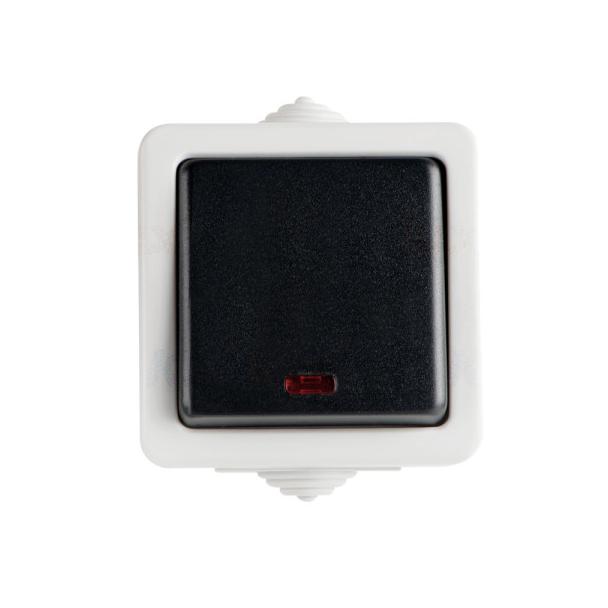 TEKNO Łącznik jednobiegunowy z LED śrubowy 10AX 250V szary IP54 25353 KANLUX