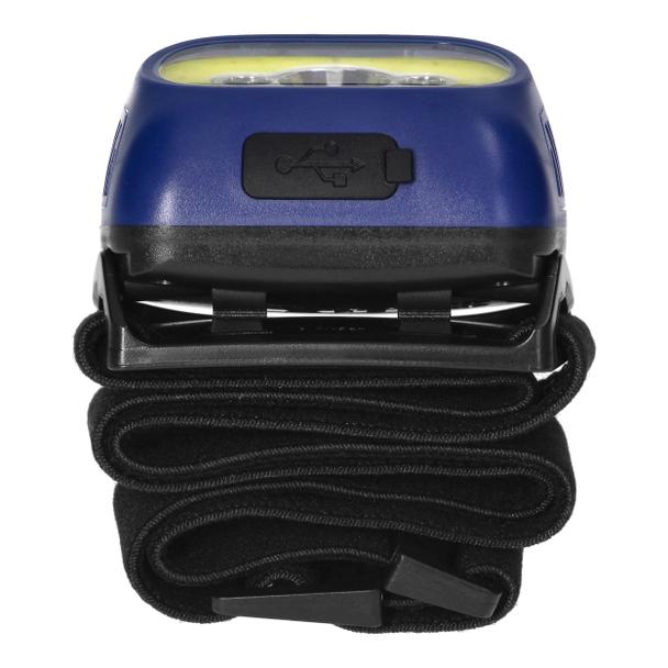Latarka czołowa COB+LED, ładowanie USB, czujnik ruchu, niebieska LT-13/BL ORNO