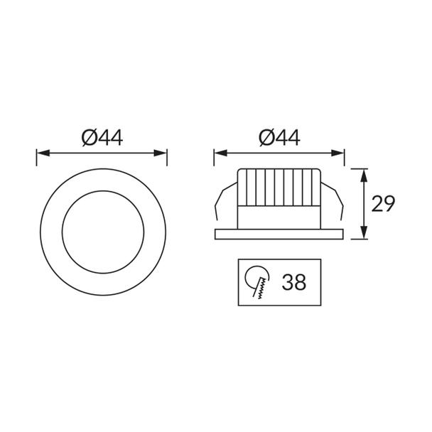 Ideus łazienkowe oczko stropowe LED Fin C 3W 245lm 4000K czarne IP44 03873 IDEUS