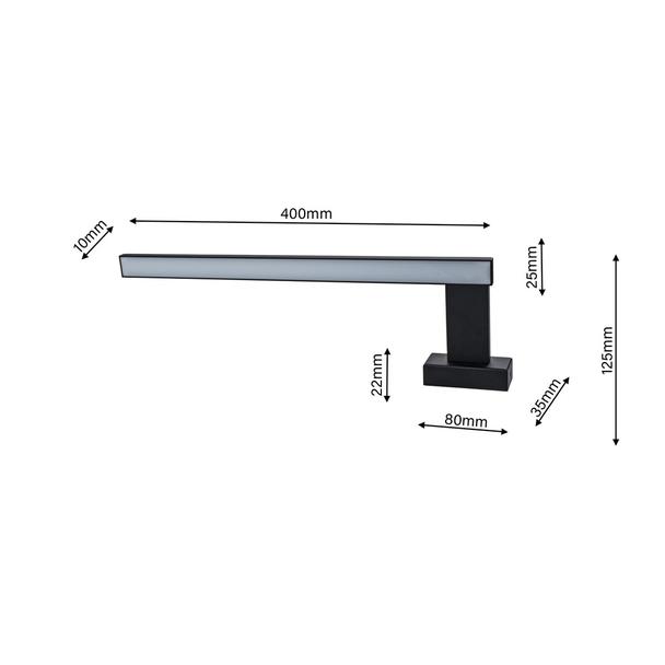 kinkiet łazienkowy nad lustro LED Shine Black 11W 770lm 4000K IP44 ML4380 Milagro