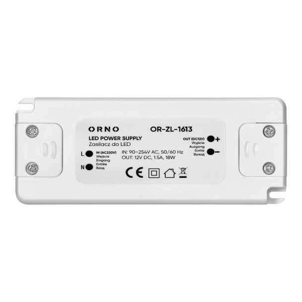 Zasilacz LED 12V DC 18W 1,5A IP20 OR-ZL-1613 ORNO