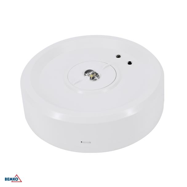 OPRAWA AWARYJNA SKALER OKRĄGŁA 3W SOCZ. KORYTARZOWA IP40 AUTOTEST 3H CNBOP C91-SKL-R-3SC-AT3H-CNBOP BEMKO