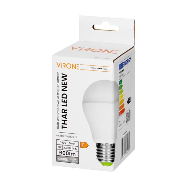 THAR LED 7W A60, żarówka z mikrofalowym czujnikiem ruchu, 825lm, 4000K, E27 SW/MV-5 ORNO