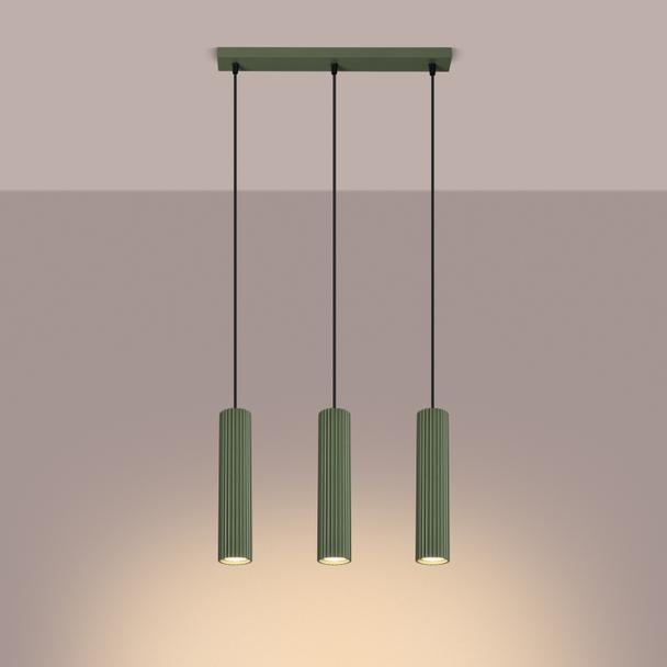 Sollux Lampa wisząca KARBON 3L zielona oliwka SL.1613