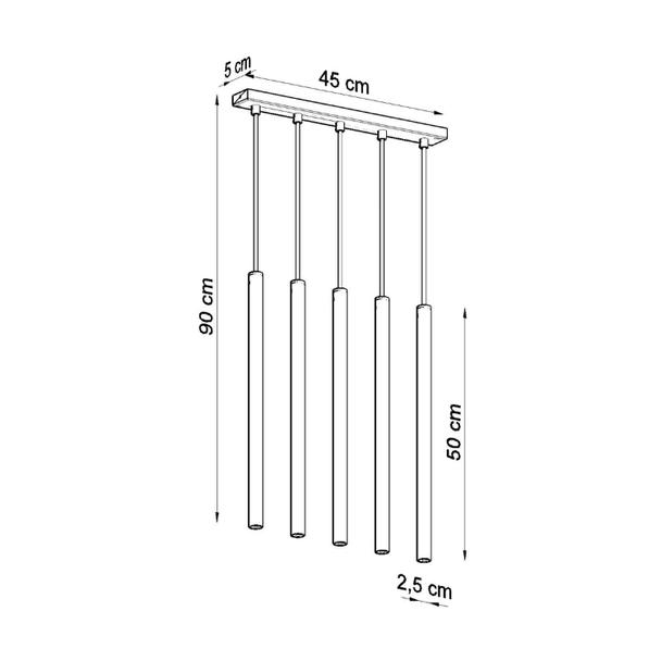 Sollux Lampa wisząca PASTELO 5 czarna SL.0472