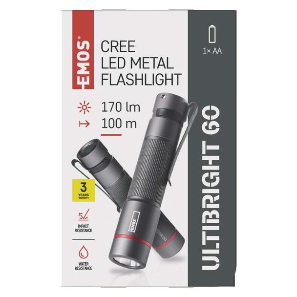 Latarka metalowa CREE LED Ultibright 60 170lm 1xAA P3160 EMOS