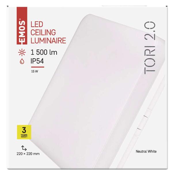 Oprawa LED kwadratowa Tori 15W IP54 neutralna biel ZM4323 EMOS