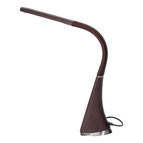 Lampka biurkowa DOLOMIT LED 4000K, 5W DIM z zegarem, imitacja skóry/chrom brązowa DL-12/BR ORNO