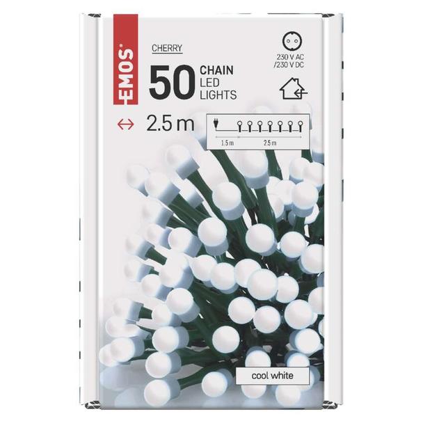 Lampki choinkowe kulki 50 LED 2,5m zimna biel IP20 D5GC01 EMOS