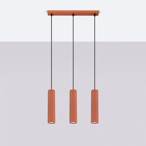 Sollux Lampa wisząca KARBON 3L ochra czerwona SL.1632