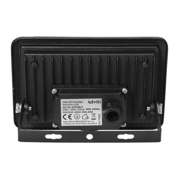 FARO LED 30W naświetlacz 2400lm, IP65, 4000K, aluminium + szkło AD-NL-6254BL4 ORNO